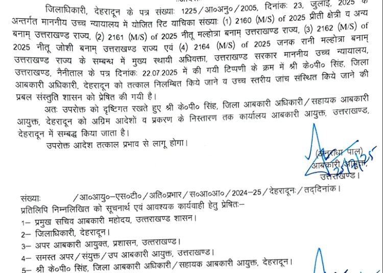 जिला आबकारी अधिकारी केपी सिंह के निलंबन की संस्तुति, आबकारी आयुक्त कार्यालय में अटैच